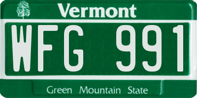 VT license plate WFG991