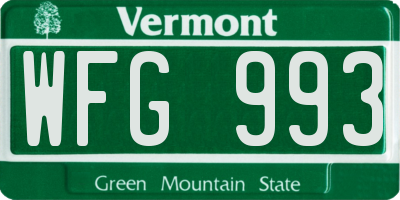 VT license plate WFG993
