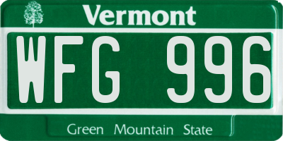 VT license plate WFG996