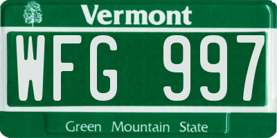 VT license plate WFG997
