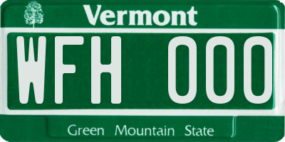 VT license plate WFH000