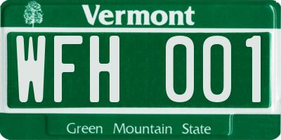 VT license plate WFH001