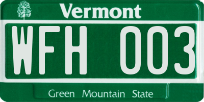 VT license plate WFH003
