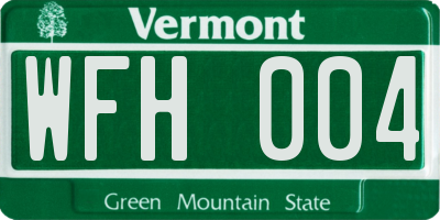 VT license plate WFH004