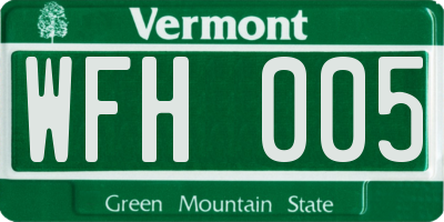 VT license plate WFH005