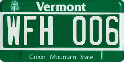 VT license plate WFH006