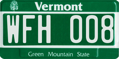 VT license plate WFH008