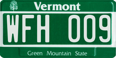 VT license plate WFH009
