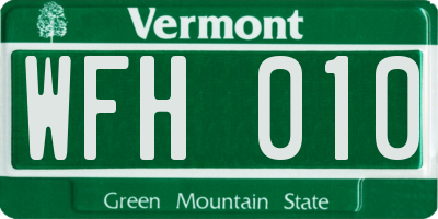 VT license plate WFH010