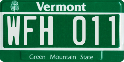 VT license plate WFH011