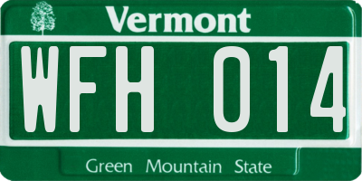 VT license plate WFH014