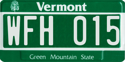 VT license plate WFH015