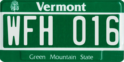 VT license plate WFH016