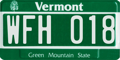 VT license plate WFH018