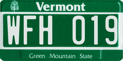 VT license plate WFH019