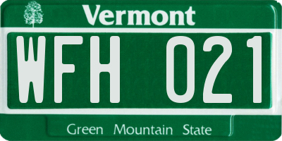 VT license plate WFH021