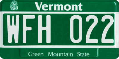 VT license plate WFH022