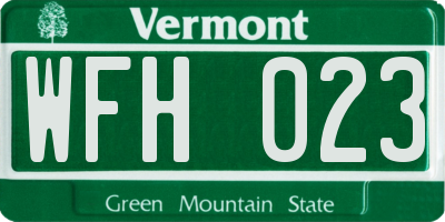 VT license plate WFH023