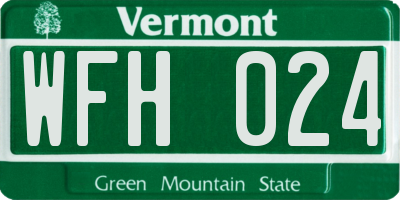 VT license plate WFH024
