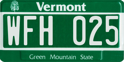 VT license plate WFH025