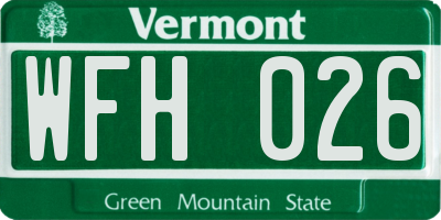 VT license plate WFH026