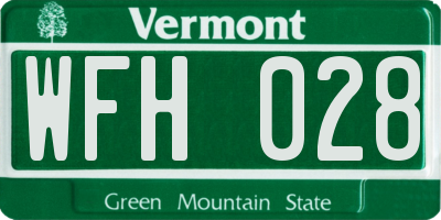VT license plate WFH028