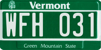 VT license plate WFH031