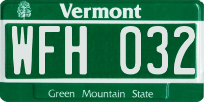 VT license plate WFH032