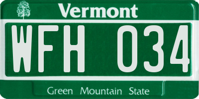 VT license plate WFH034