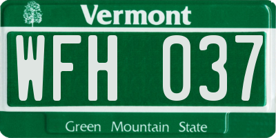 VT license plate WFH037
