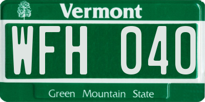 VT license plate WFH040