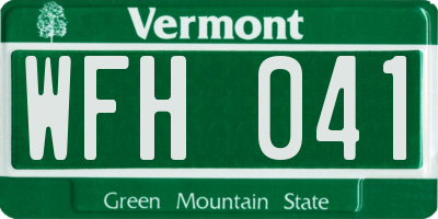 VT license plate WFH041