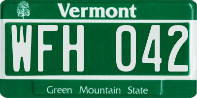 VT license plate WFH042