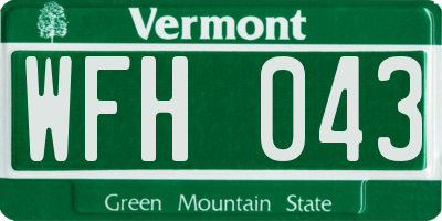 VT license plate WFH043