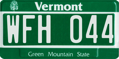 VT license plate WFH044