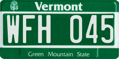 VT license plate WFH045