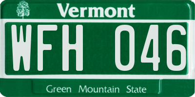 VT license plate WFH046