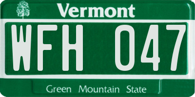 VT license plate WFH047