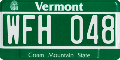 VT license plate WFH048