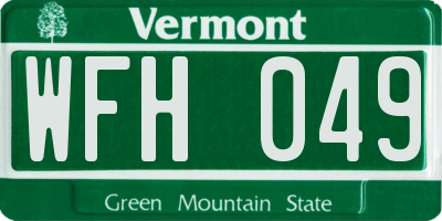VT license plate WFH049