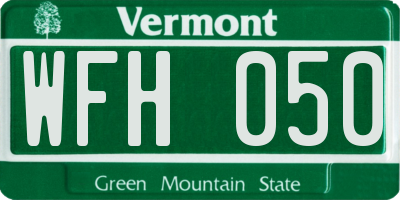 VT license plate WFH050