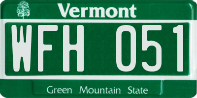 VT license plate WFH051