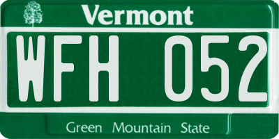 VT license plate WFH052
