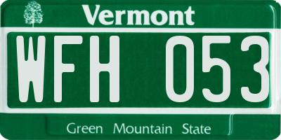 VT license plate WFH053