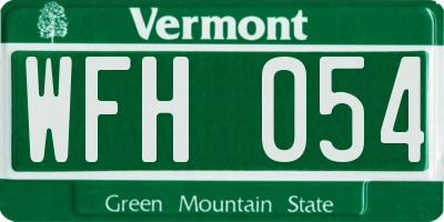 VT license plate WFH054