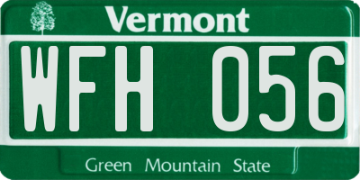 VT license plate WFH056