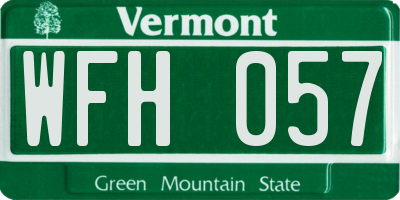 VT license plate WFH057
