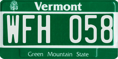 VT license plate WFH058