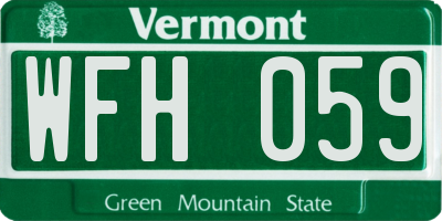 VT license plate WFH059
