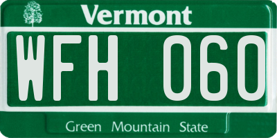 VT license plate WFH060